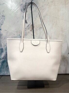 Kate Spade New York Large White Lori  Tote Pebbled Leather Bag Zip Top NWT